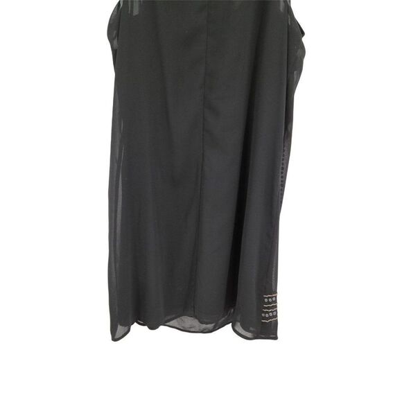 Nicole Miller Retro 20's Flapper Sheer Sleeveless Layered Beaded Dress Blk Sz XL - Picture 8 of 8